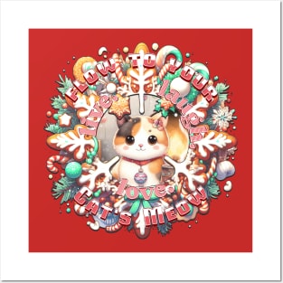 Christmas Cat Wreath Flow To Your Cats Meow 6C2 Posters and Art